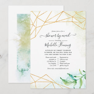 Trendy Watercolor Geometric Baby Shower by Mail Invitation