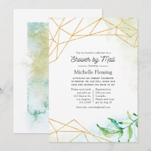 Trendy Watercolor Geometric Bridal Shower by Mail Invitation
