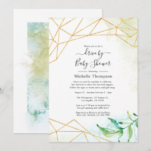 Trendy Watercolor Geometric Drive By Shower Invitation
