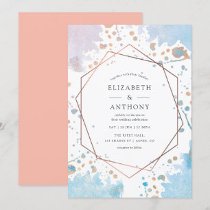 Trendy Watercolor Geometric Wedding Invitation