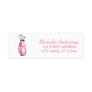 Trendy Watercolor Golf Bag Golfers Return Address