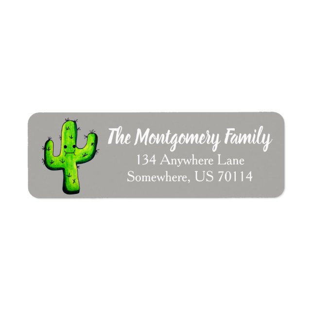 Trendy Watercolor Kawaii Cactus (Front)