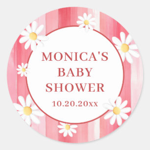 Trendy Watercolor Meadow Floral Baby Shower Classic Round Sticker