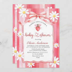 Trendy Watercolor Meadow Strawberry Baby Shower Invitation