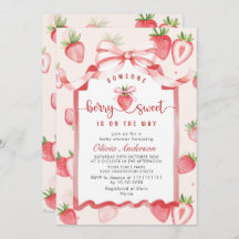 Trendy Watercolor Meadow Strawberry Baby Shower