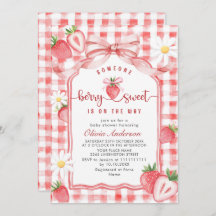 Trendy Watercolor Meadow Strawberry Baby Shower