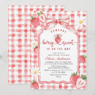 Trendy Watercolor Meadow Strawberry Baby Shower Invitation