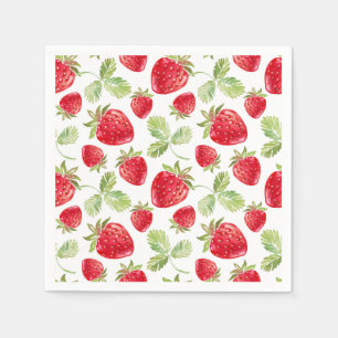 Trendy Watercolor Meadow Strawberry Baby Shower Napkin
