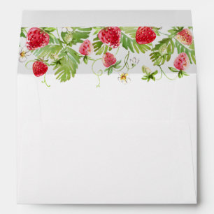 Trendy Watercolor Meadow Strawberry Bridal Shower Envelope