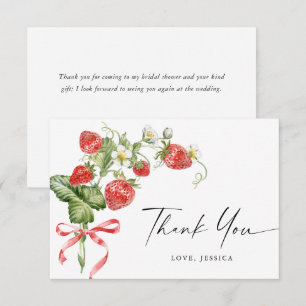 Trendy Watercolor Meadow Strawberry Thank You Card