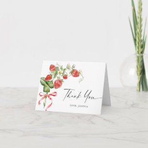 Trendy Watercolor Meadow Strawberry Thank You Card