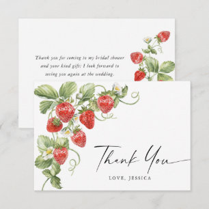 Trendy Watercolor Meadow Strawberry Thank You Card