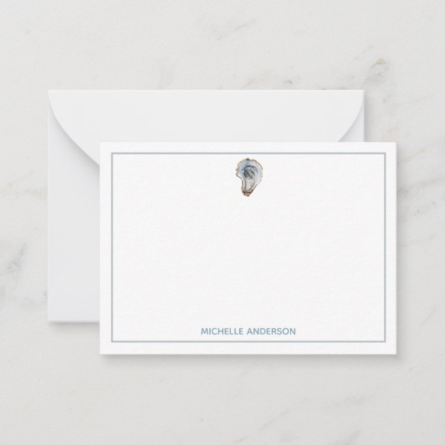 Trendy Watercolor Nautical Oyster Personalized Card (Front)