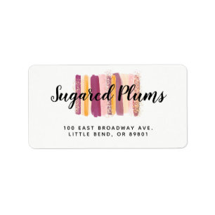 Trendy Watercolor Paint Strokes Plum Gold Address Label
