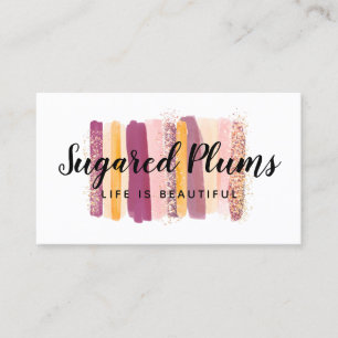 Trendy Watercolor Paint Strokes Plum Purple & Gold Business Card