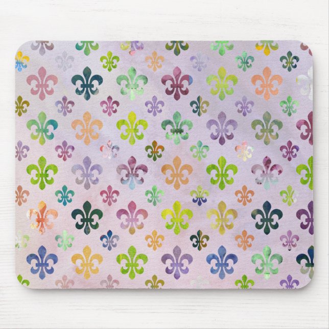 Trendy Watercolor Painting Fleur De Lis Pattern Mouse Mat (Front)