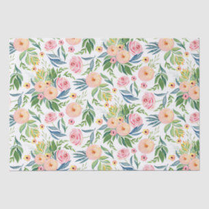 Trendy watercolor pastel peonies flowers pattern tissue paper