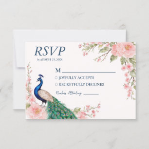 Trendy Watercolor Peacock Flowers                  RSVP Card