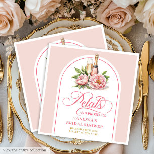 Trendy Watercolor Petals and Prosecco Party Napkin
