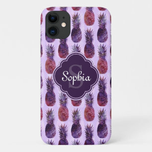 Trendy Watercolor Pineapple Pattern iPhone 11 Case
