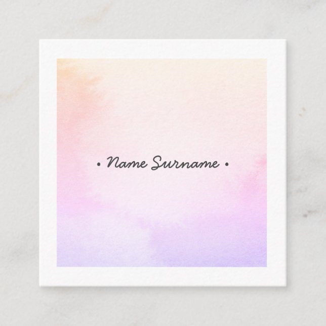 Trendy Watercolor Stoke PurpleSquare Business card (Front)