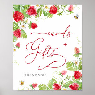 Trendy Watercolor Strawberry Baby Cards and Gifts Poster