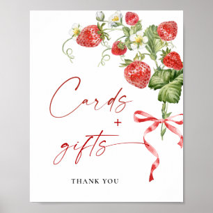 Trendy Watercolor Strawberry Baby Cards and Gifts Poster