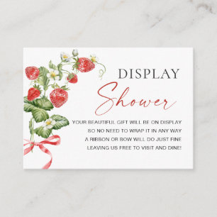 Trendy Watercolor Strawberry Baby Display Shower Enclosure Card