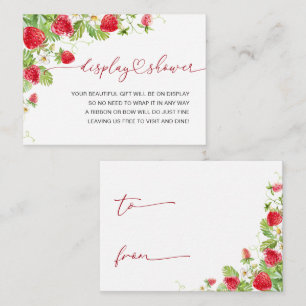 Trendy Watercolor Strawberry Baby Display Shower Enclosure Card