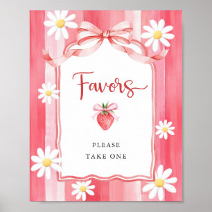 Trendy Watercolor Strawberry Baby Shower Favours Poster