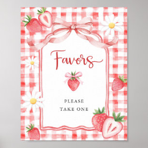 Trendy Watercolor Strawberry Baby Shower Favours Poster