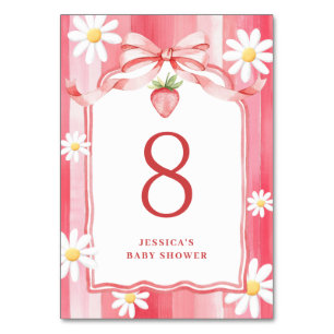Trendy Watercolor Strawberry Baby Shower Table Number