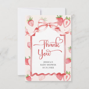 Trendy Watercolor Strawberry Baby Shower Thank You