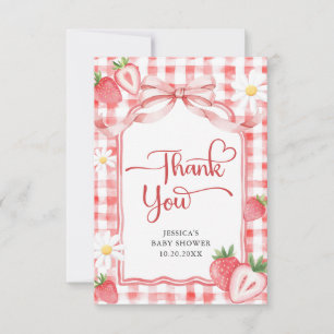 Trendy Watercolor Strawberry Baby Shower Thank You