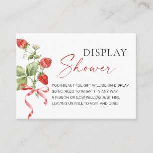 Trendy Watercolor Strawberry Bridal Display Shower Enclosure Card
