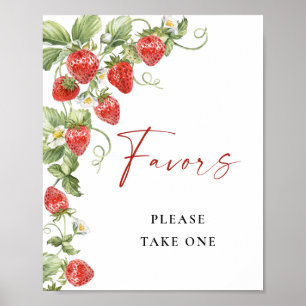 Trendy Watercolor Strawberry Bridal Favours Poster