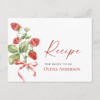 Trendy Watercolor Strawberry Bridal Recipe Card