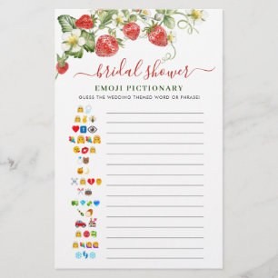 Trendy Watercolor Strawberry Bridal Shower Game
