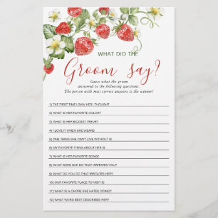 Trendy Watercolor Strawberry Bridal Shower Game