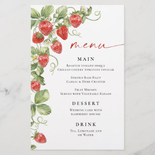 Trendy Watercolor Strawberry Bridal Shower Menu