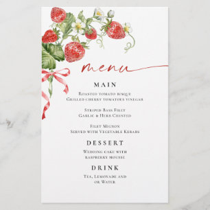 Trendy Watercolor Strawberry Bridal Shower Menu