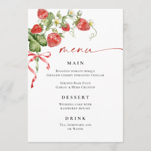 Trendy Watercolor Strawberry Bridal Shower Menu