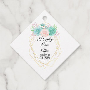 Trendy Watercolor Succulents Happily Ever After Favour Tags