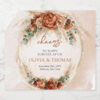 Trendy watercolor terracotta rusty burgundy pampas