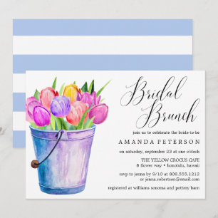 Trendy Watercolor Tulips  wedding Bridal Brunch Invitation