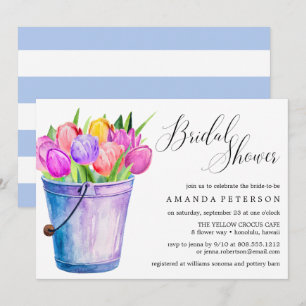 Trendy Watercolor Tulips  wedding Bridal Shower Invitation