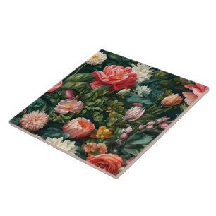 Trendy Watercolor Vintage Floral Collection Tile