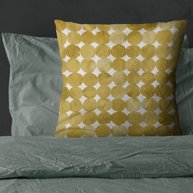 Trendy watercolor yellow dots pattern cushion (Creator Uploaded)