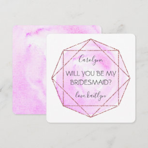 Trendy Waterecolor Diamond Be My Bridesmaid Invitation