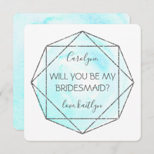 Trendy Waterecolor Diamond   Be My Bridesmaid Invitation